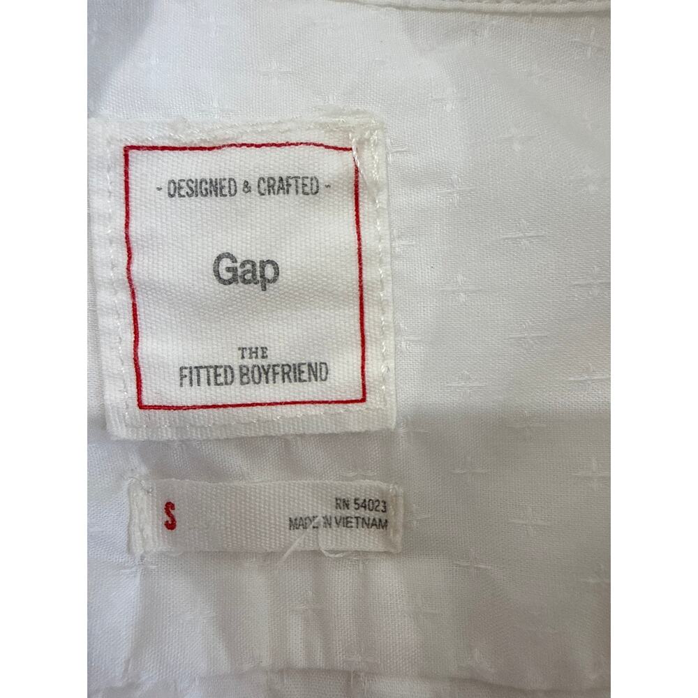 Gap Fitted Boyfriend White Button Down Shirt Textured Cotton Small - Picture 6 of 6